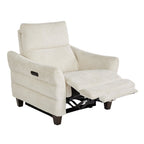 Slope Upholstered Power Recliner - Espresso Wood, Cream Fabric