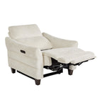 Slope Upholstered Power Recliner - Espresso Wood, Cream Fabric