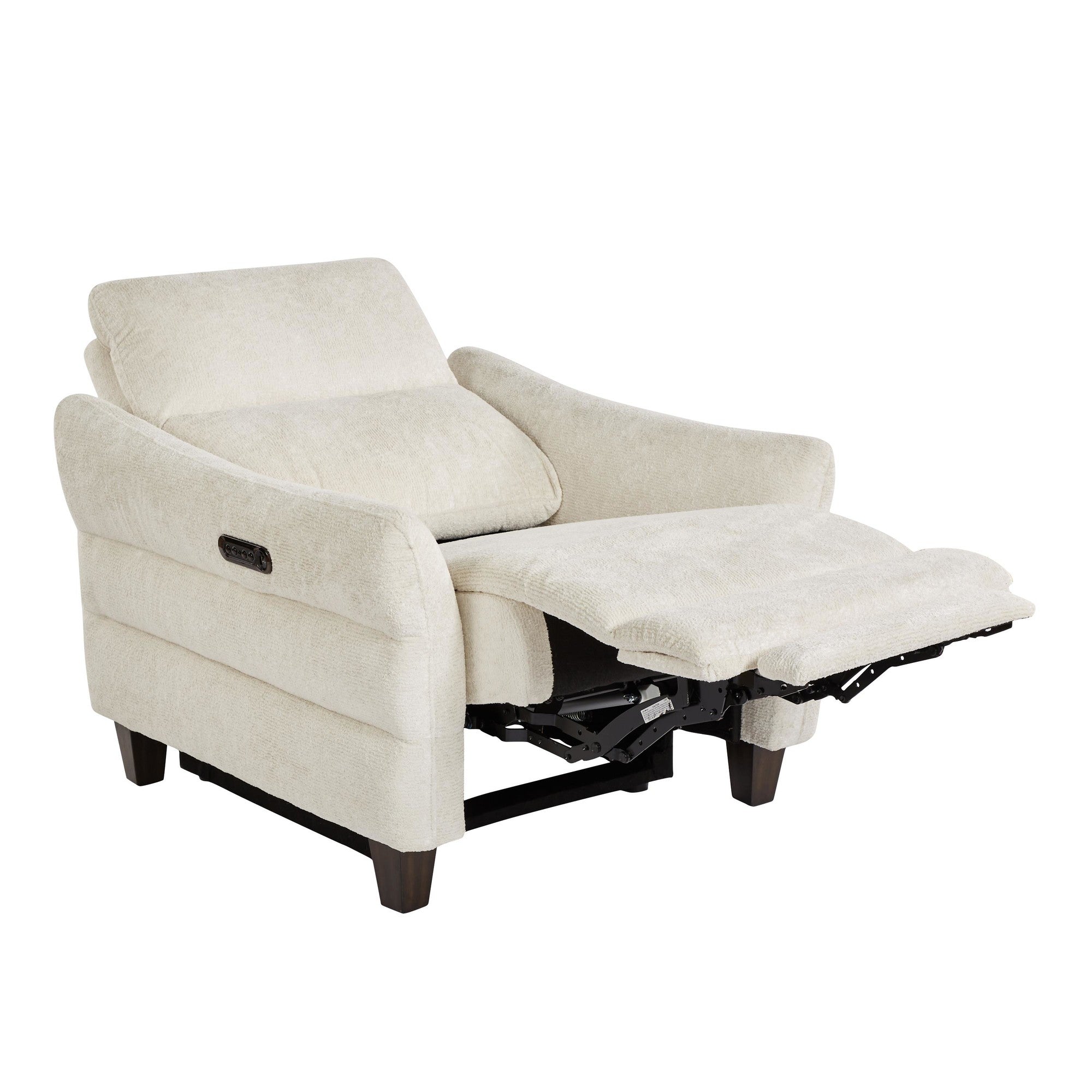 Slope Upholstered Power Recliner - Espresso Wood, Cream Fabric