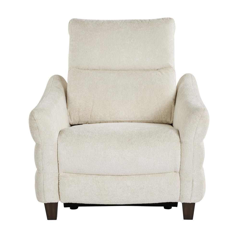Slope Upholstered Power Recliner - Espresso Wood, Cream Fabric
