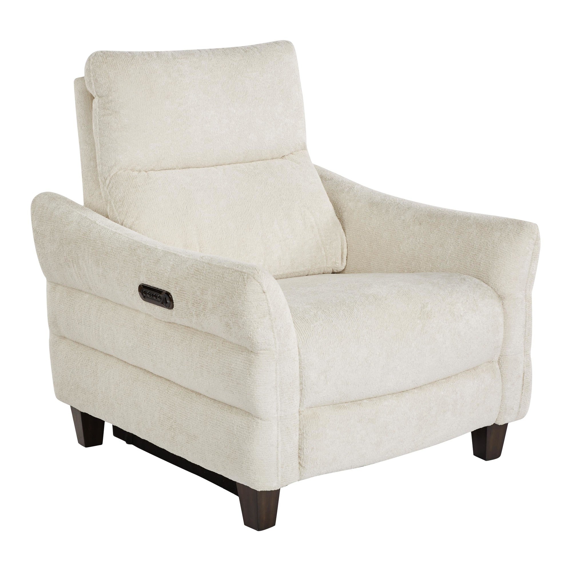 Slope Upholstered Power Recliner - Espresso Wood, Cream Fabric