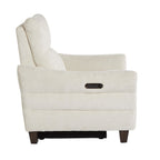 Slope Upholstered Power Recliner - Espresso Wood, Cream Fabric