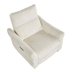 Slope Upholstered Power Recliner - Espresso Wood, Cream Fabric