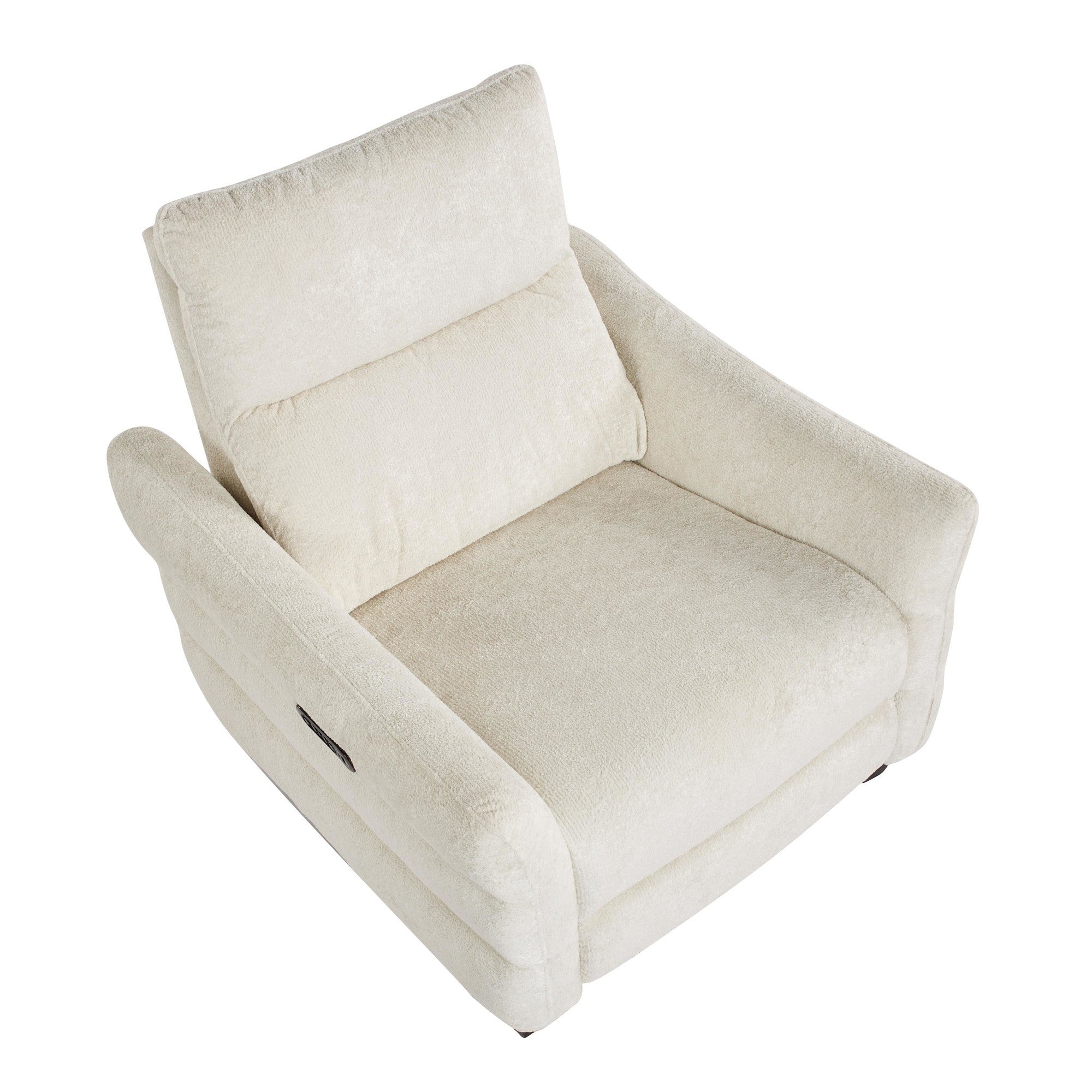 Slope Upholstered Power Recliner - Espresso Wood, Cream Fabric