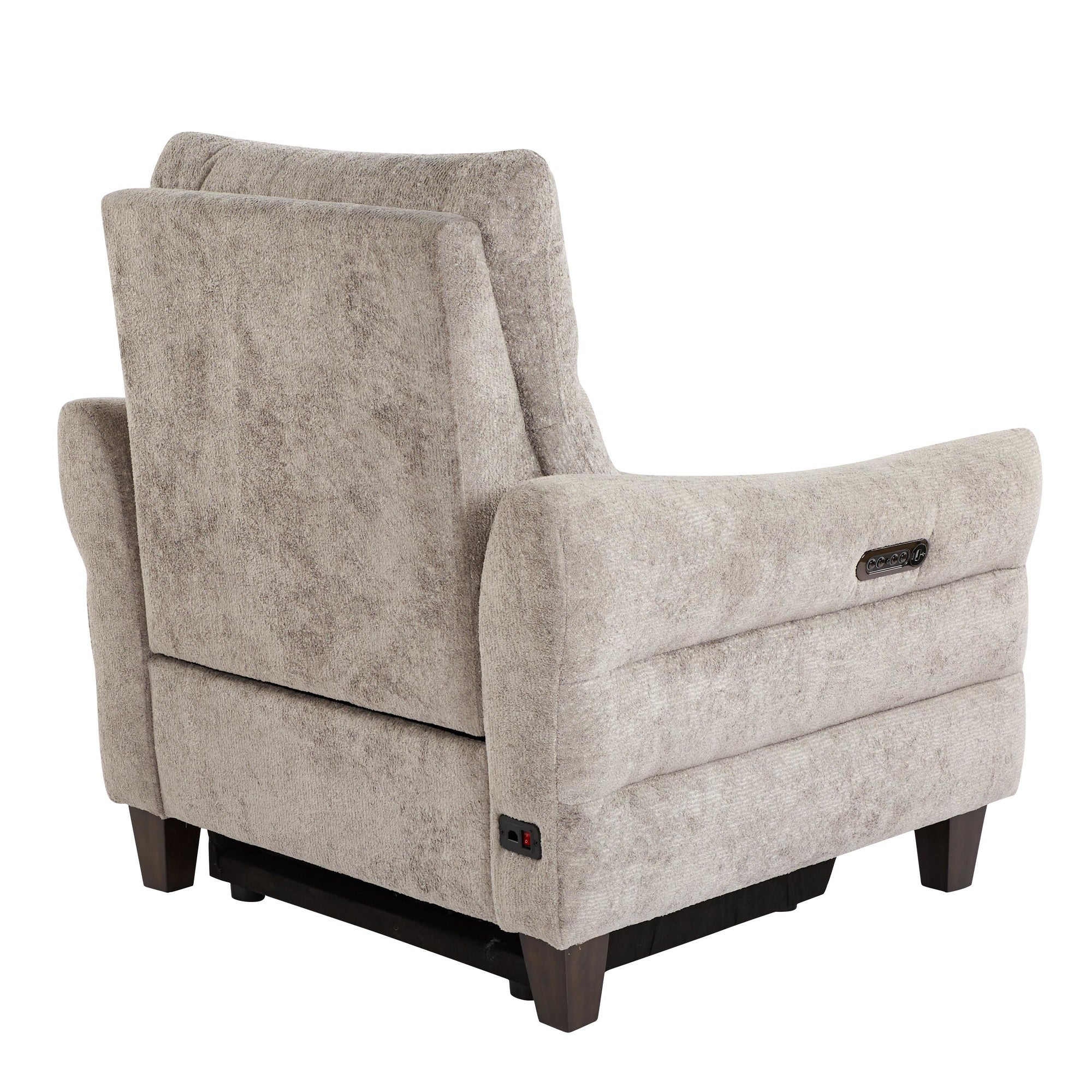 Slope Upholstered Power Recliner - Espresso Wood, Pewter Fabric