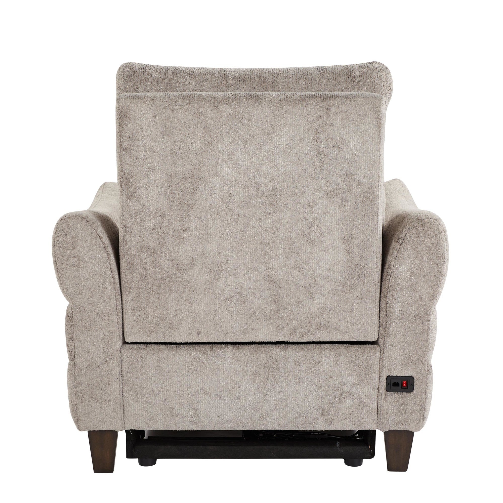 Slope Upholstered Power Recliner - Espresso Wood, Pewter Fabric