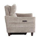 Slope Upholstered Power Recliner - Espresso Wood, Pewter Fabric