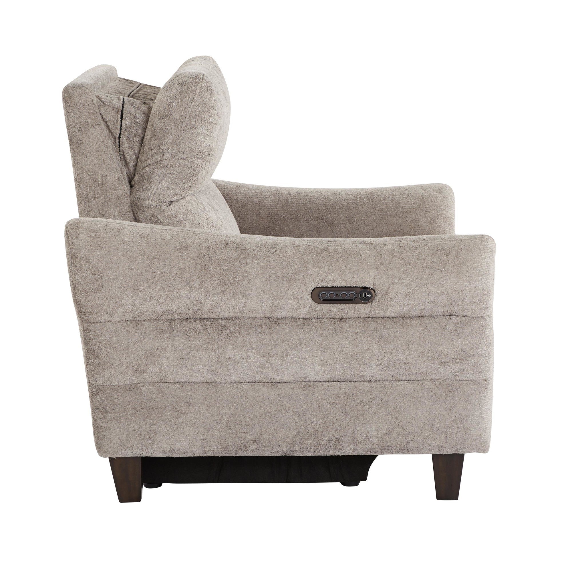 Slope Upholstered Power Recliner - Espresso Wood, Pewter Fabric