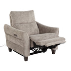 Slope Upholstered Power Recliner - Espresso Wood, Pewter Fabric