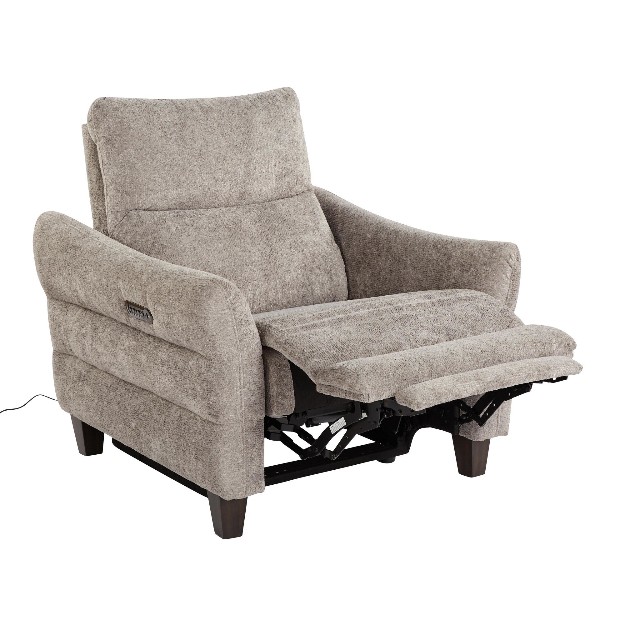 Slope Upholstered Power Recliner - Espresso Wood, Pewter Fabric
