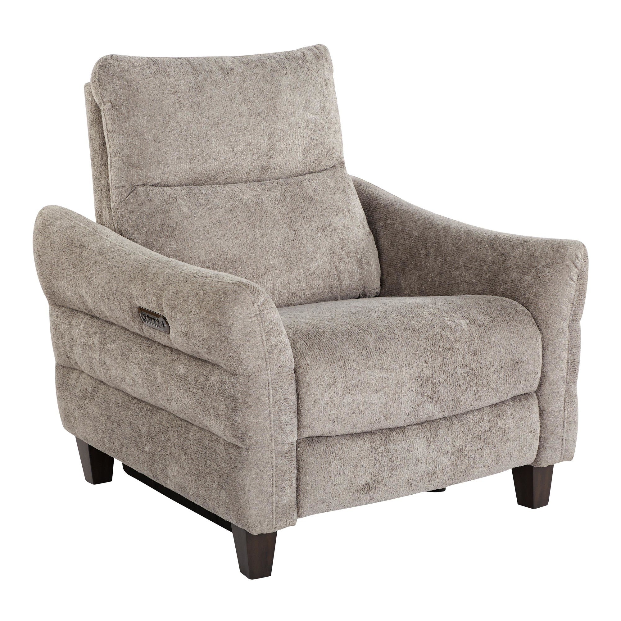 Slope Upholstered Power Recliner - Espresso Wood, Pewter Fabric