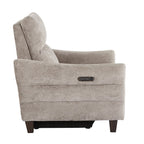 Slope Upholstered Power Recliner - Espresso Wood, Pewter Fabric