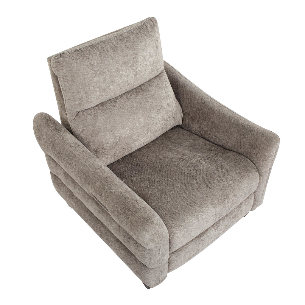 Slope Upholstered Power Recliner - Espresso Wood, Pewter Fabric