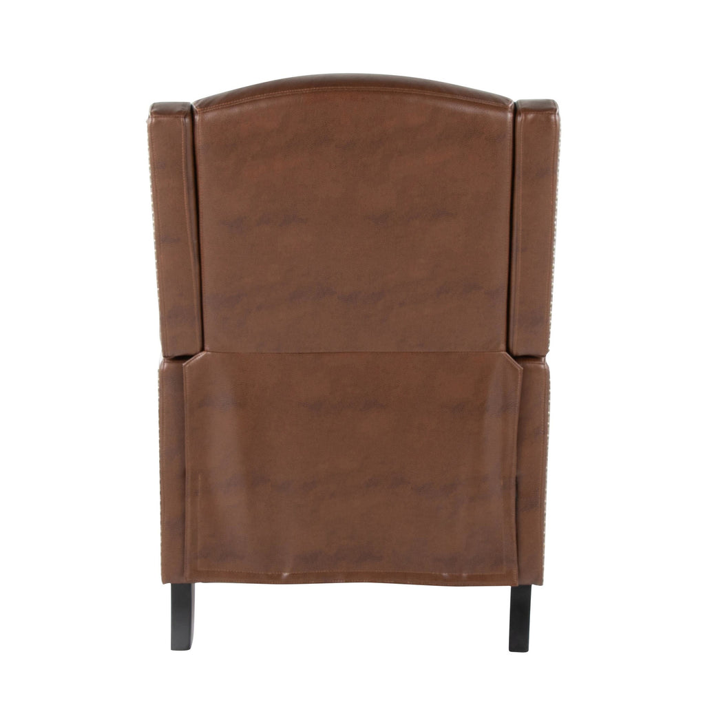 Stanley Recliner - Black Wood, Brown PU