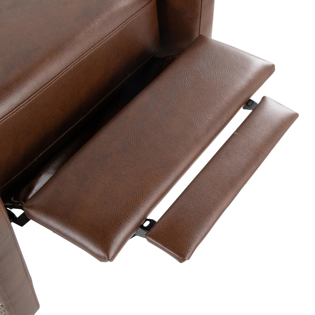 Stanley Recliner - Black Wood, Brown PU