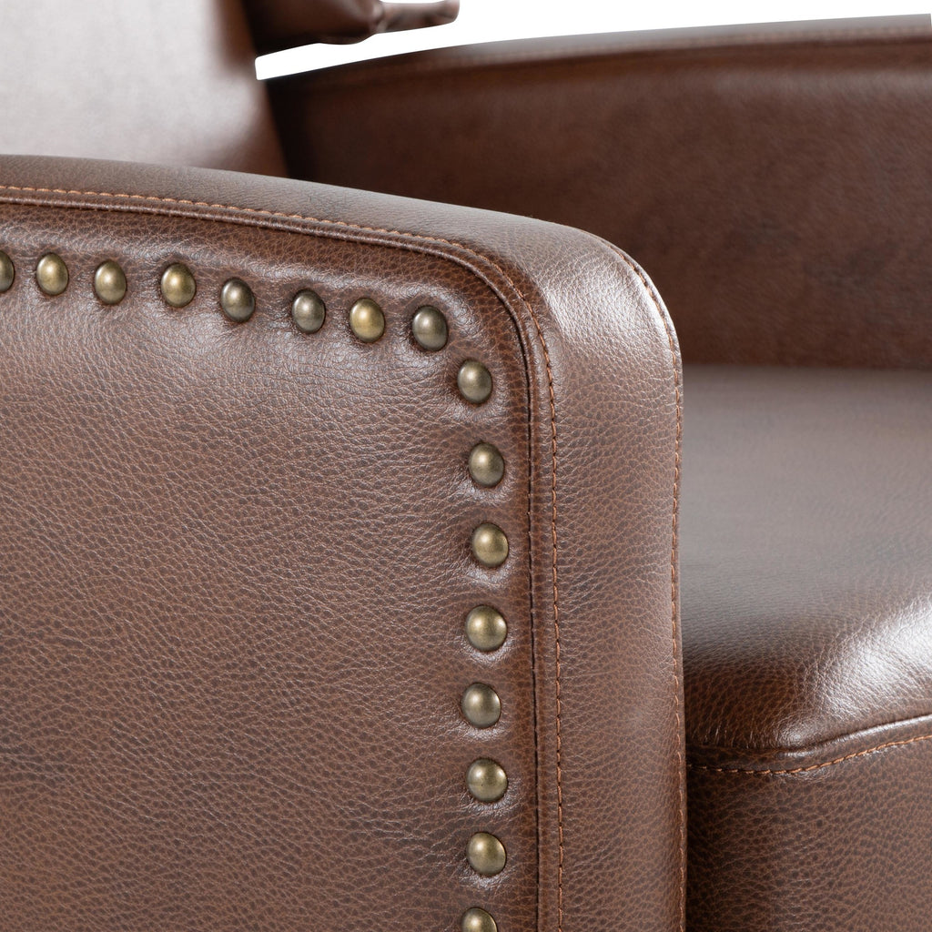 Stanley Recliner - Black Wood, Brown PU