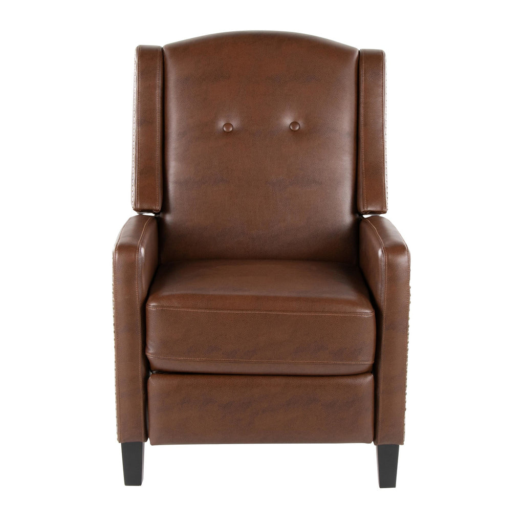 Stanley Recliner - Black Wood, Brown PU
