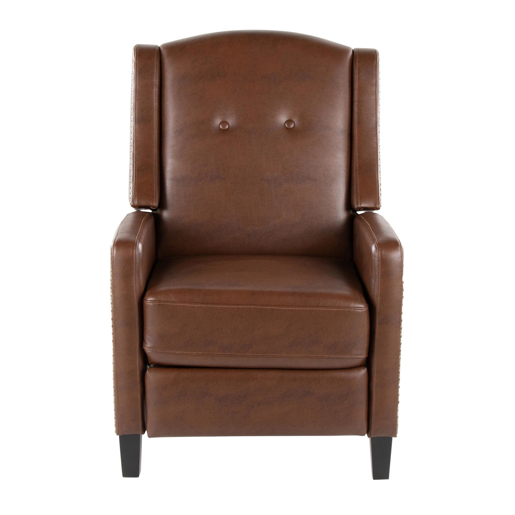Stanley Recliner - Black Wood, Brown PU