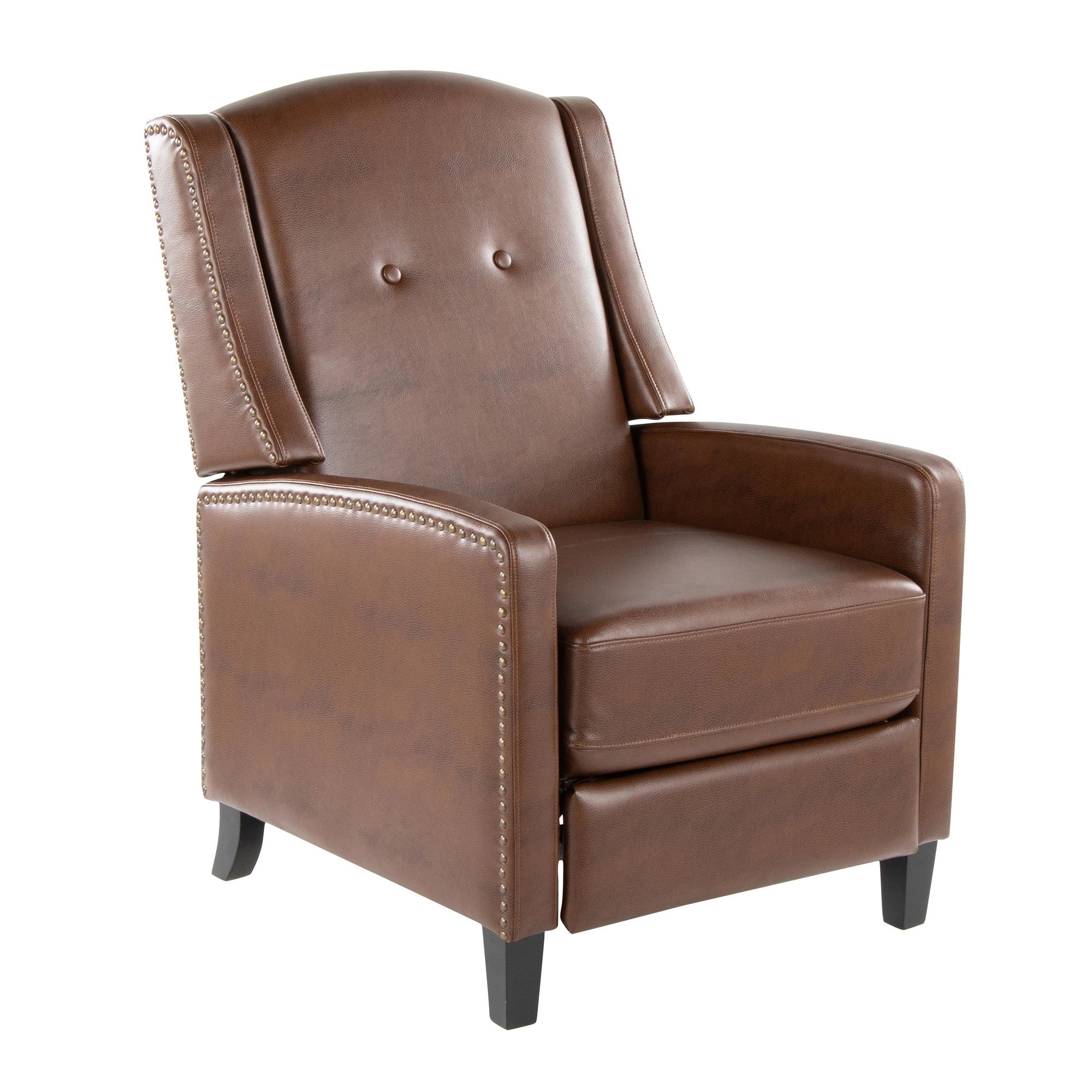Stanley Recliner - Black Wood, Brown PU