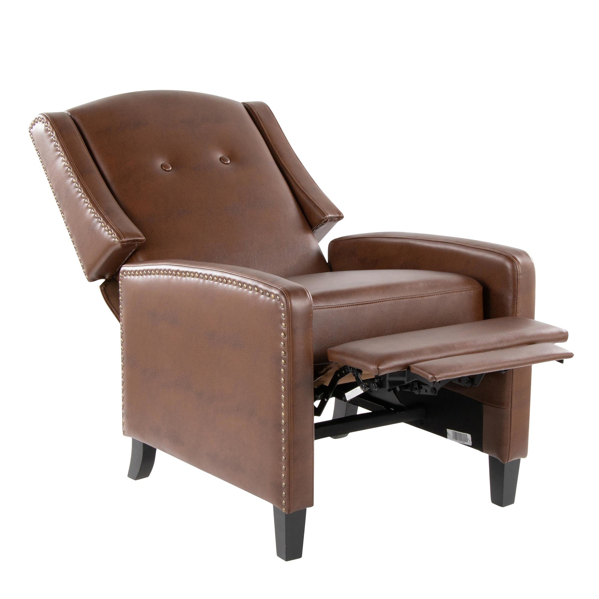 Stanley Recliner - Black Wood, Brown PU