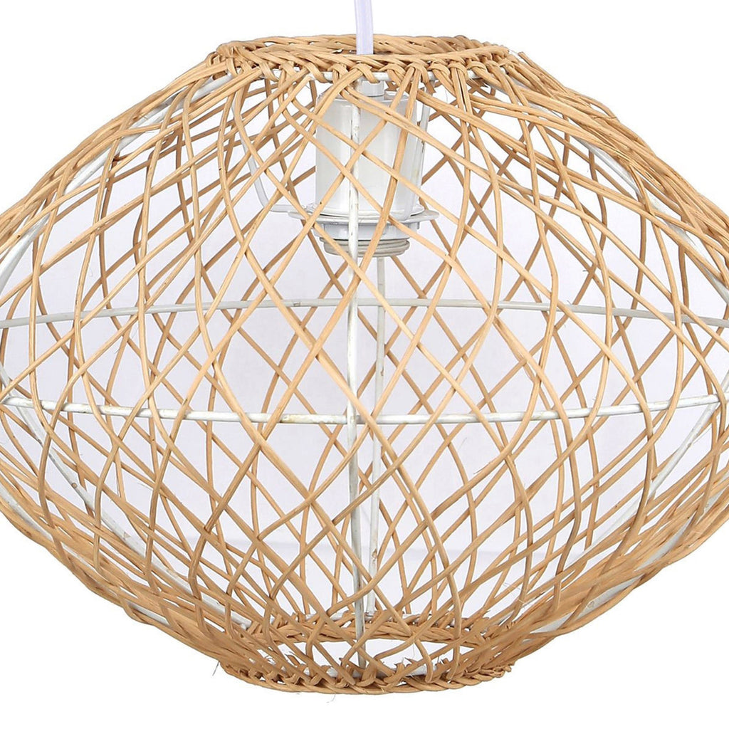 Nest Natural 10.5" Rattan Pendant Lamp - Natural Rattan, Matte White