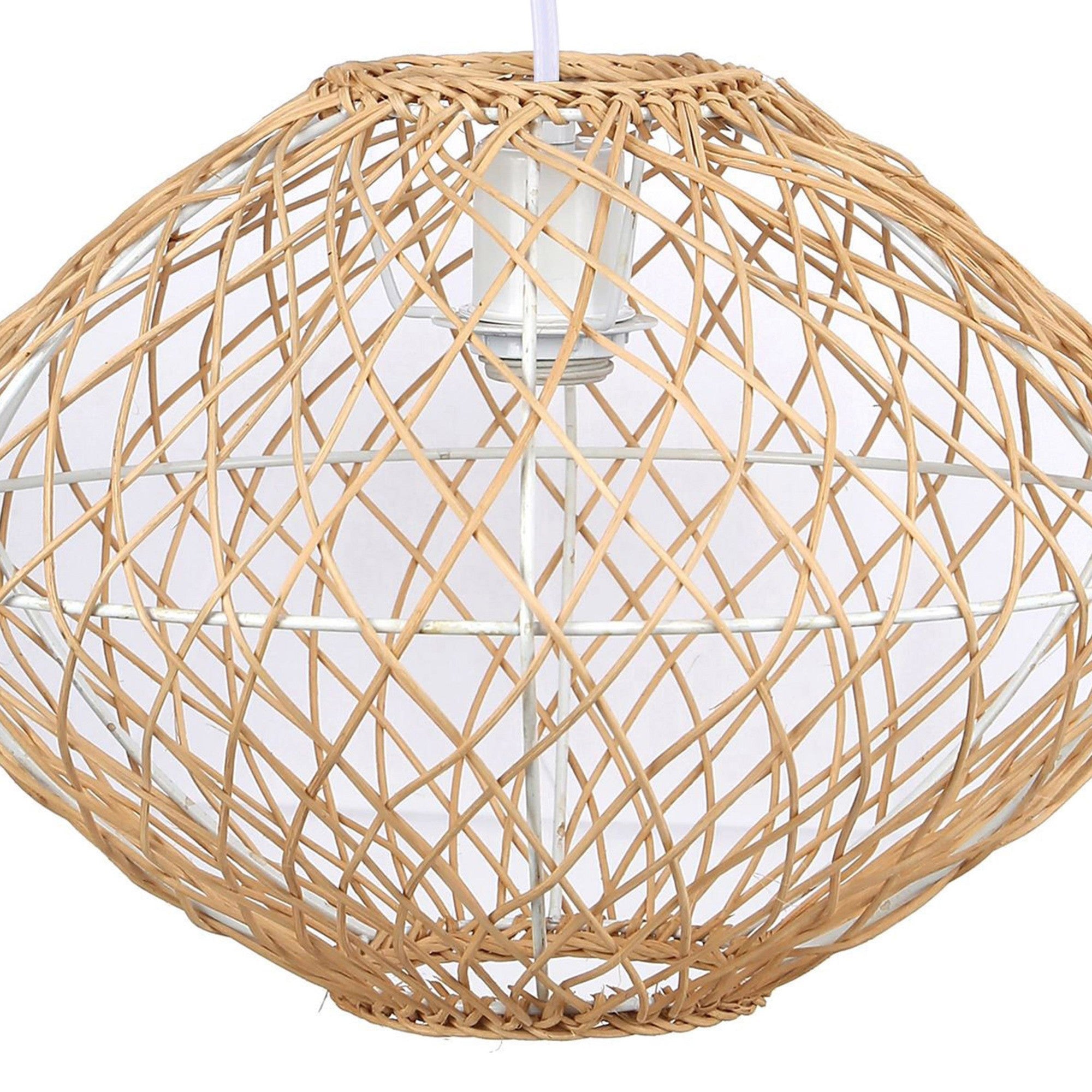 Nest Natural 10.5" Rattan Pendant Lamp - Natural Rattan, Matte White