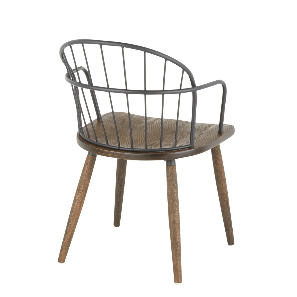 Riley Arm Chair - Dark Walnut Wood, Black Metal