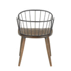 Riley Arm Chair - Set of 2 - Dark Walnut Wood, Brown Wood, Black Metal