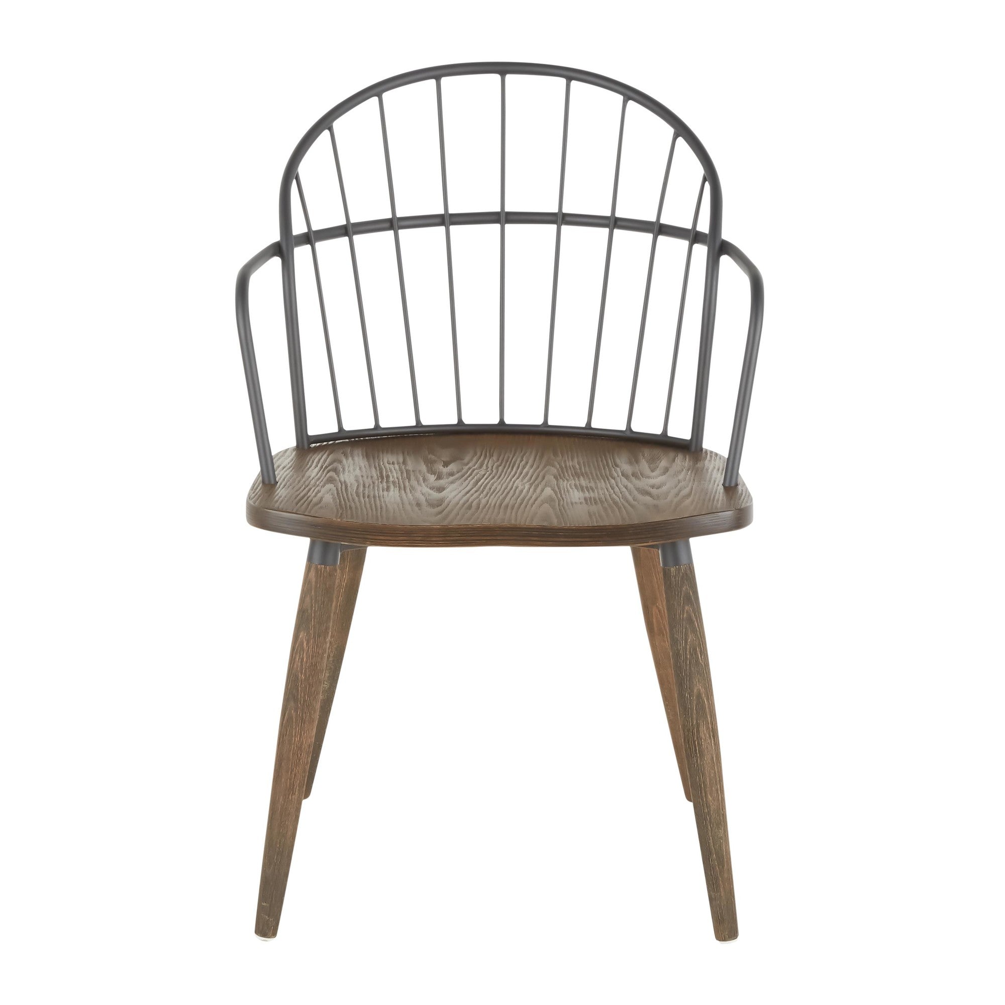 Riley Arm Chair - Dark Walnut Wood, Black Metal