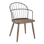 Riley Arm Chair - Dark Walnut Wood, Black Metal