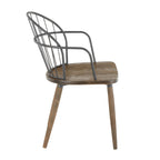 Riley Arm Chair - Set of 2 - Dark Walnut Wood, Brown Wood, Black Metal