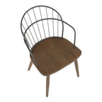 Riley Arm Chair - Dark Walnut Wood, Black Metal