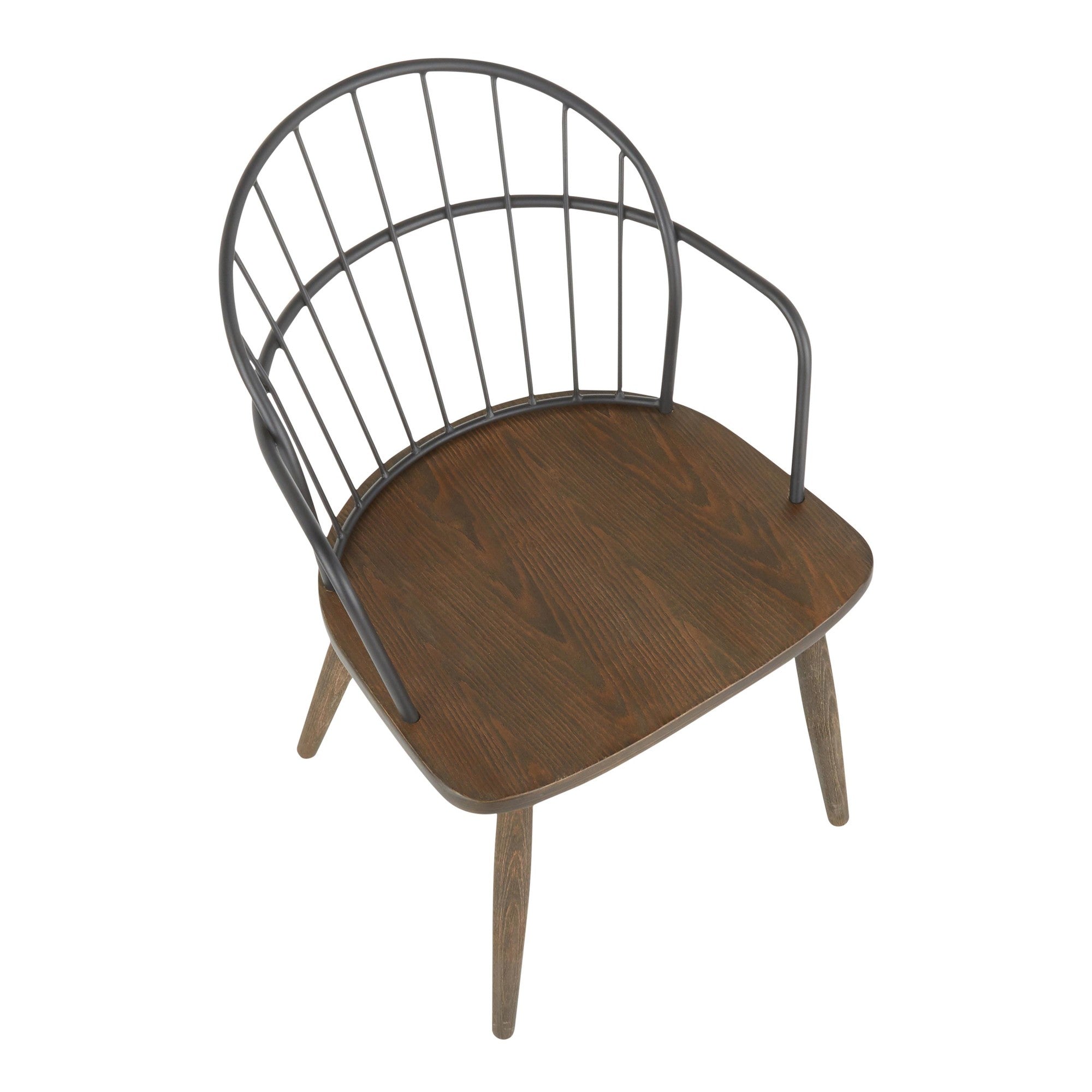 Riley Arm Chair - Dark Walnut Wood, Black Metal
