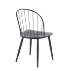 Riley High Back Chair - Set of 2 - Black Metal, Black Wood