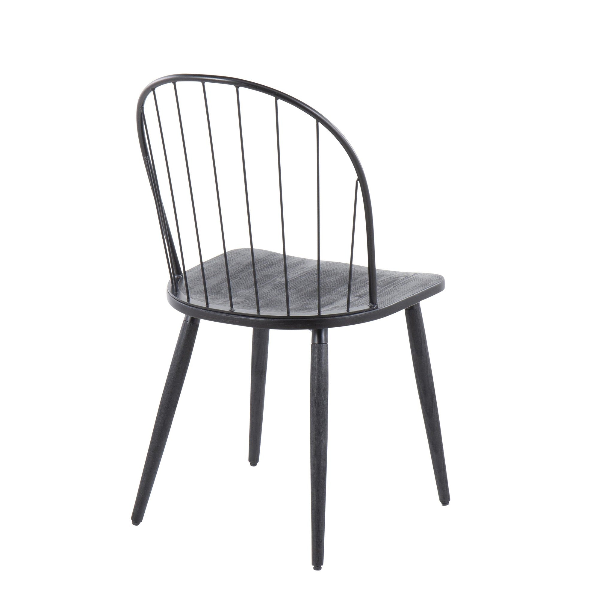 Riley High Back Chair - Set of 2 - Black Metal, Black Wood