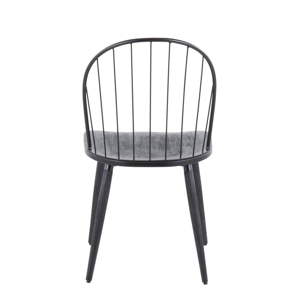 Riley High Back Chair - Set of 2 - Black Metal, Black Wood