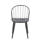 Riley High Back Chair - Set of 2 - Black Metal, Black Wood