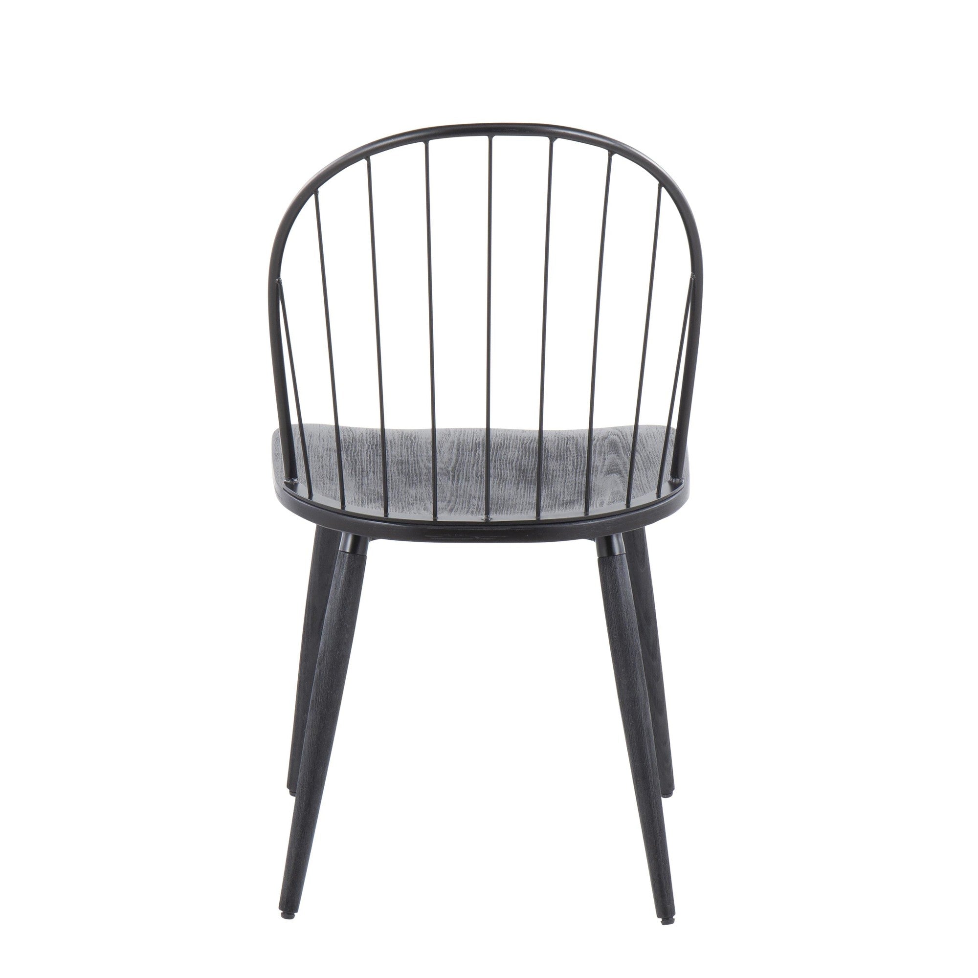 Riley High Back Chair - Set of 2 - Black Metal, Black Wood