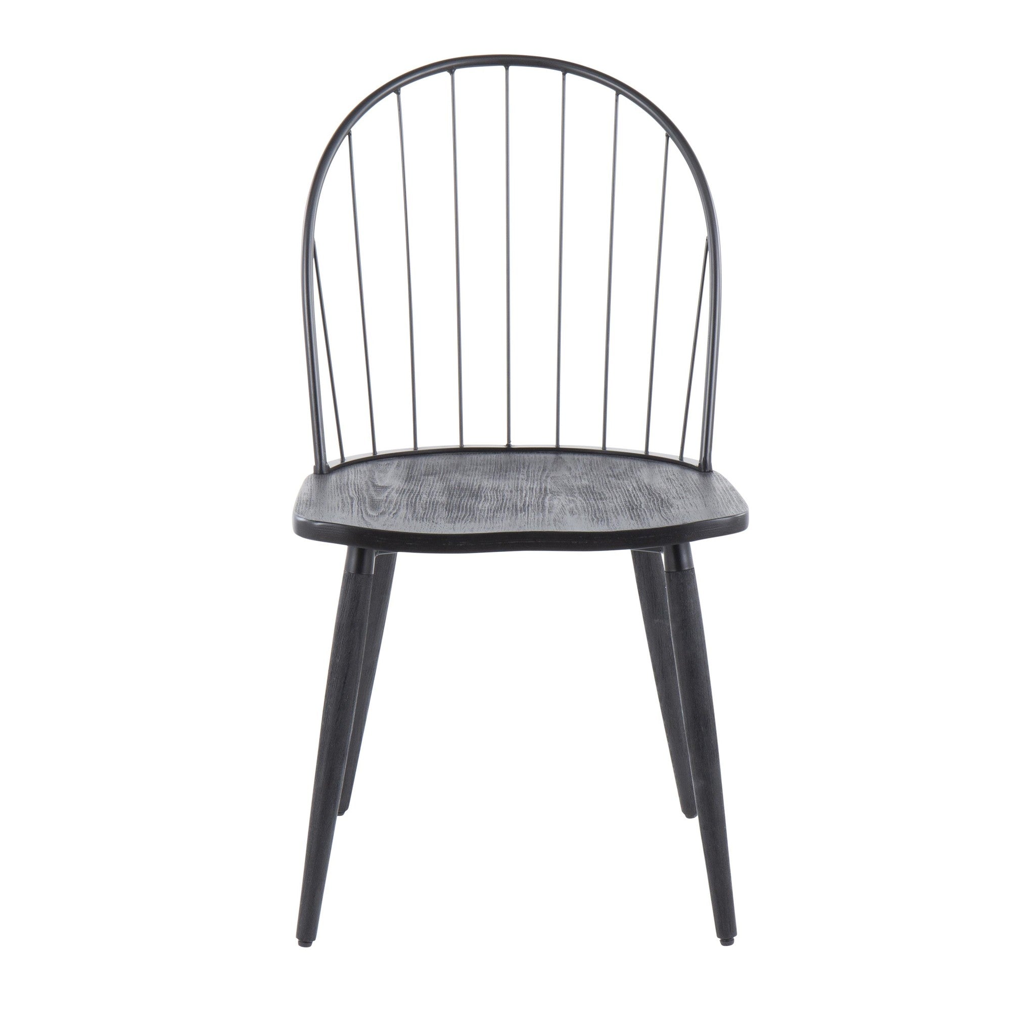 Riley High Back Chair - Set of 2 - Black Metal, Black Wood