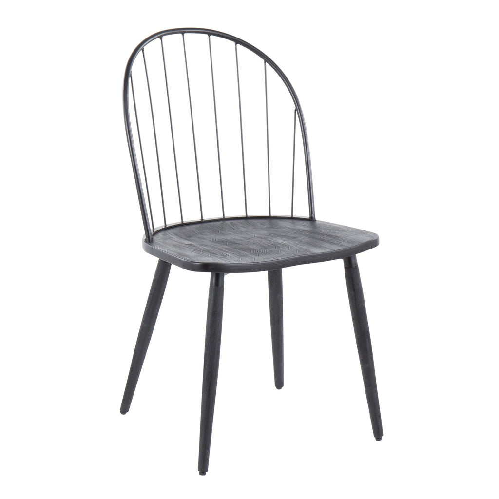 Riley High Back Chair - Set of 2 - Black Metal, Black Wood