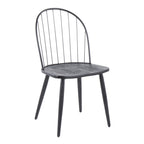 Riley High Back Chair - Set of 2 - Black Metal, Black Wood