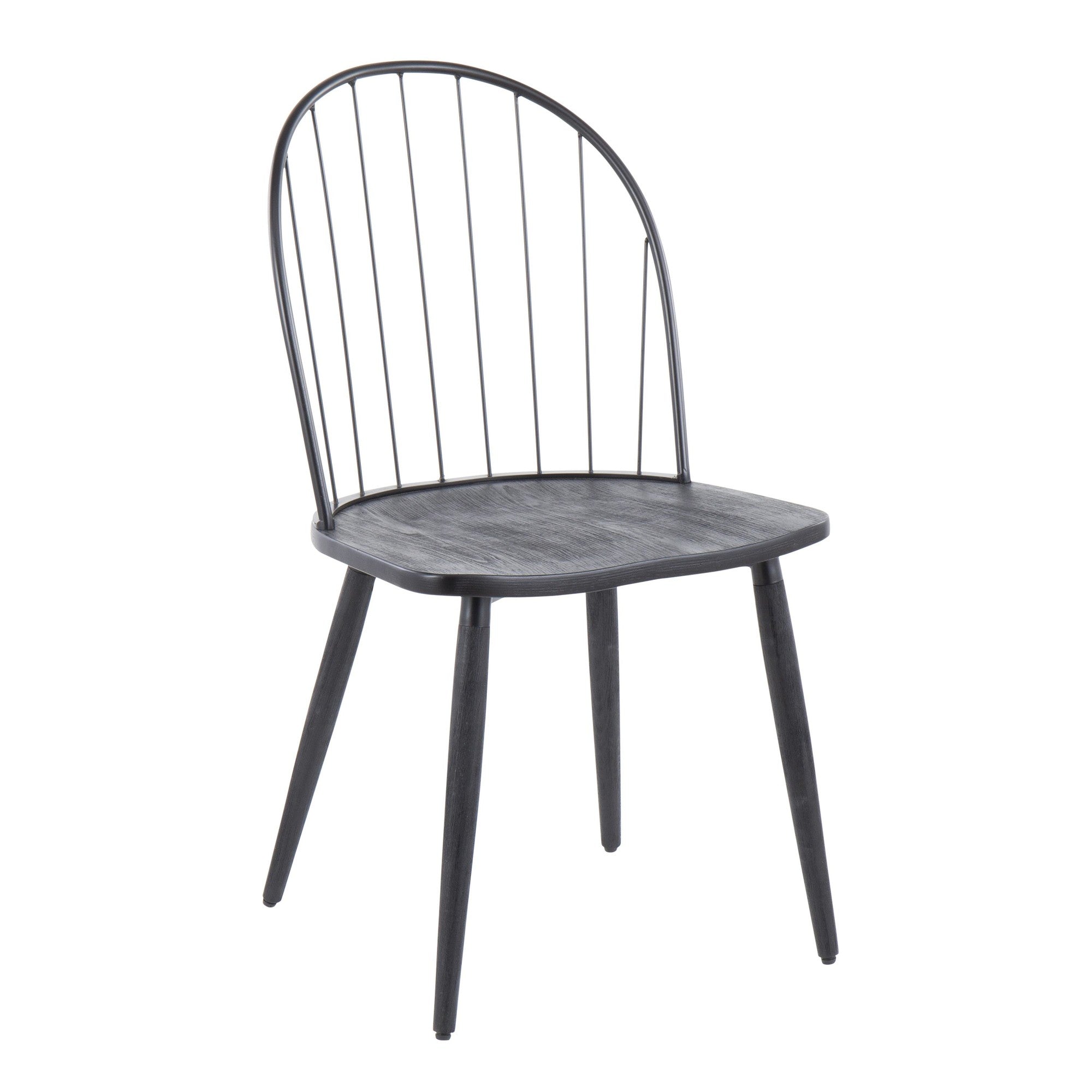 Riley High Back Chair - Set of 2 - Black Metal, Black Wood