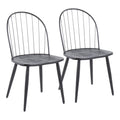 Riley High Back Chair - Set of 2 - Black Metal, Black Wood