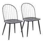 Riley High Back Chair - Set of 2 - Black Metal, Black Wood