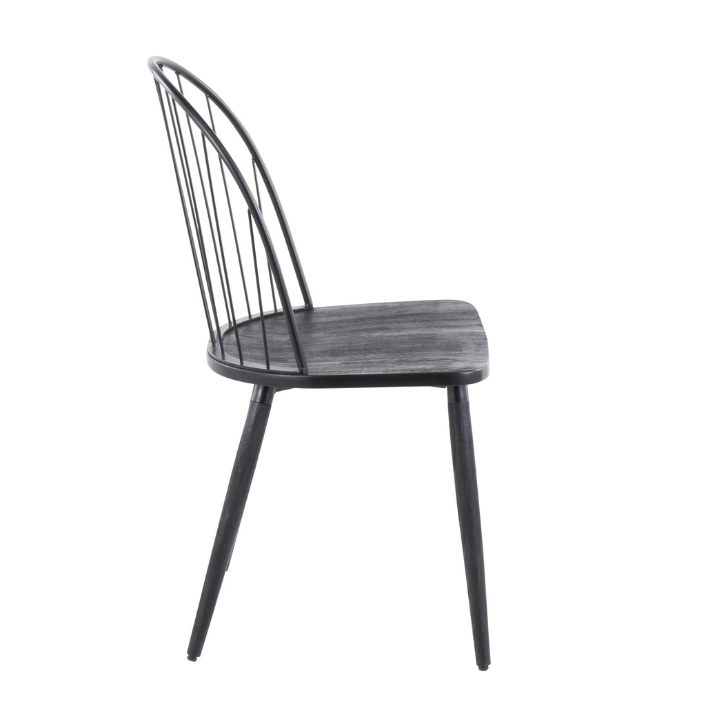 Riley High Back Chair - Set of 2 - Black Metal, Black Wood