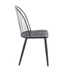 Riley High Back Chair - Set of 2 - Black Metal, Black Wood