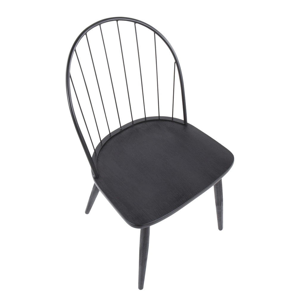 Riley High Back Chair - Set of 2 - Black Metal, Black Wood