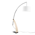 Robyn Floor Lamp - Natural Wood, Black Metal, White Linen
