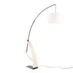 Robyn Floor Lamp - Natural Wood, Black Metal, White Linen