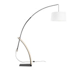 Robyn Floor Lamp - Natural Wood, Black Metal, White Linen